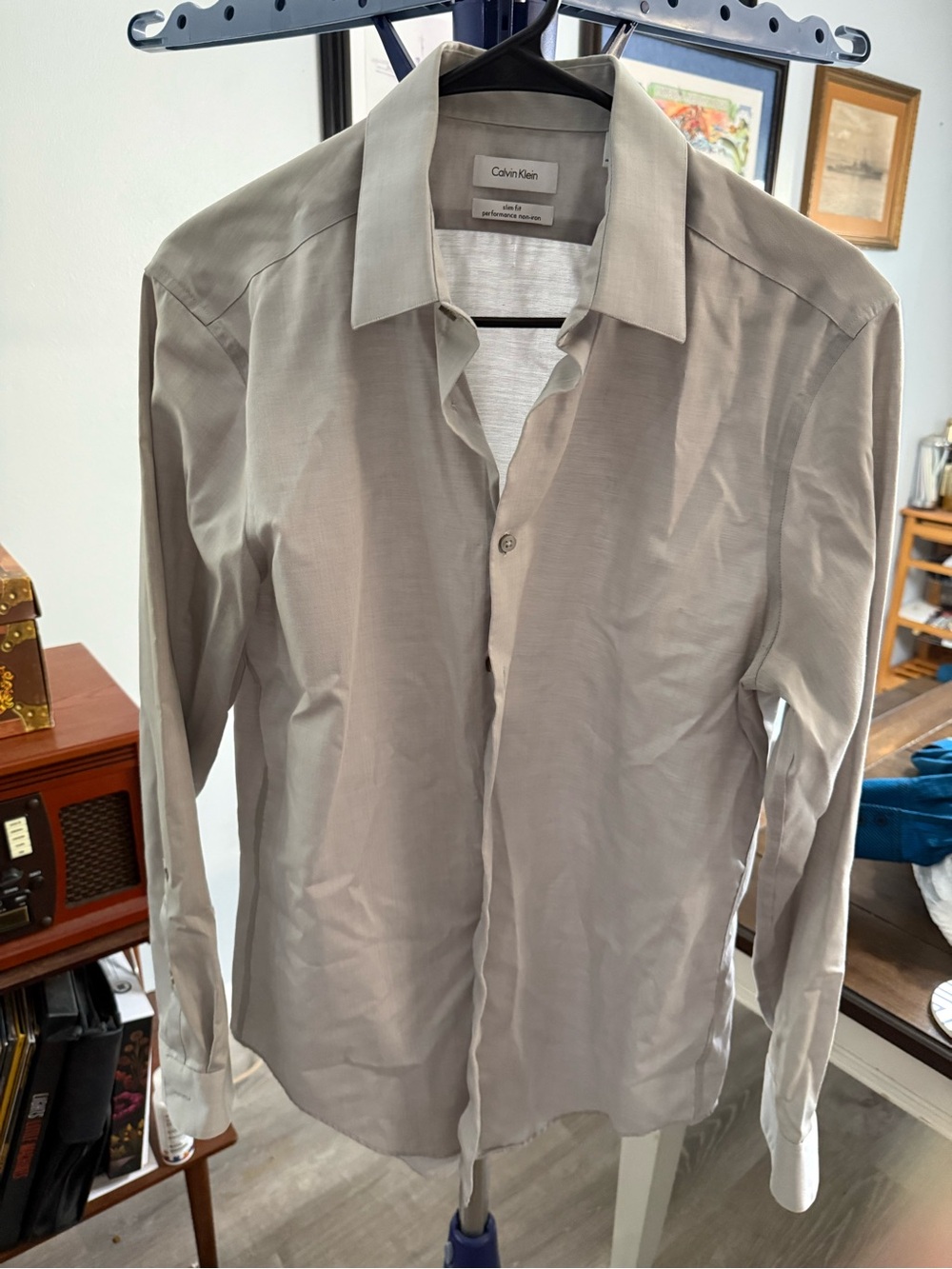 Calvin Klein Men's Light Taupe Dress Shirt